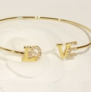 LOVE Pave CZ Cubic Zirconia Bracelet Bangle Cuff